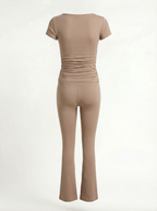 Beige V-Flower Top
